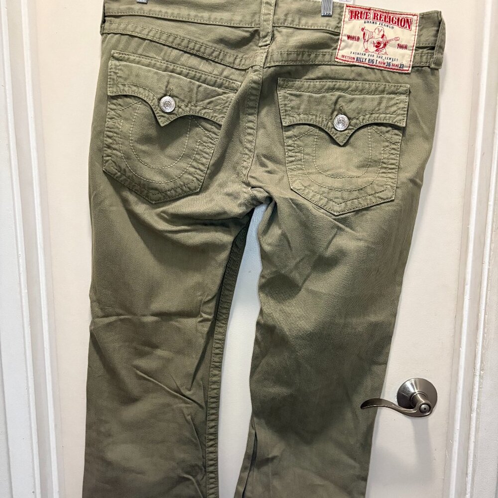 True Religion Army Olive Green Billy Big T Size 36 x 33
